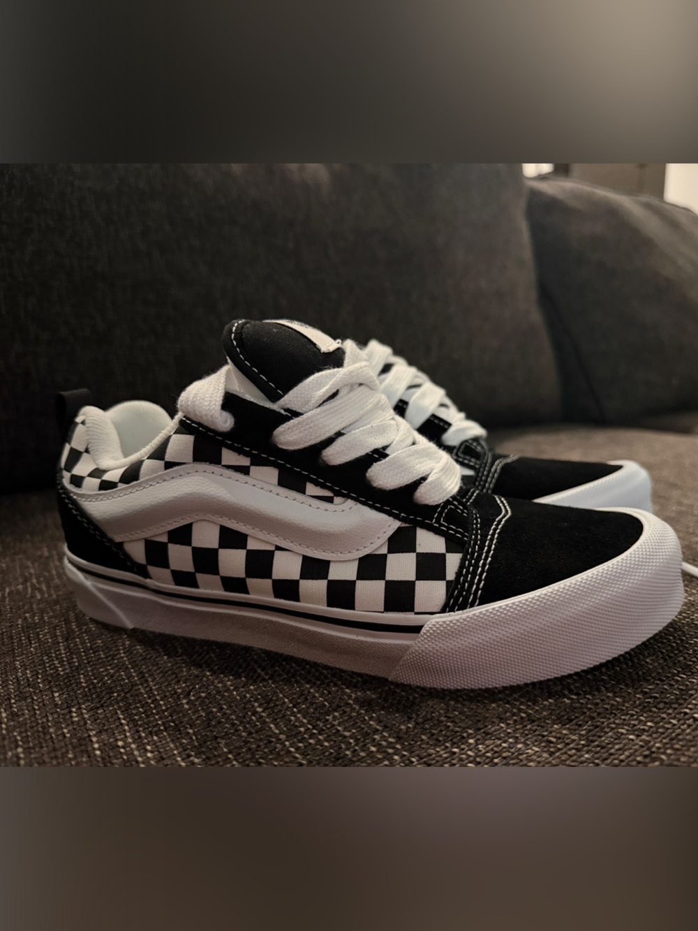 Vans Kids Checkerboard Skate Sneakers - Black & White- Never Worn